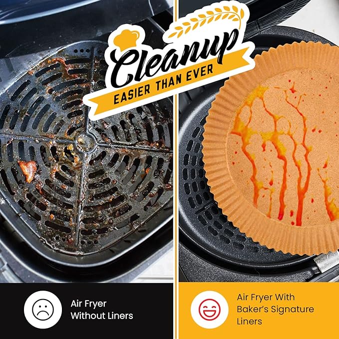 6.3??Small Round Air Fryer Liners, 2-4 qt Airfryer Paper Liners, 125Pcs Disposable parchment paper for air fryer ??Non-Stick and Oil Proof for Easy Cleanup by Baker's Signature