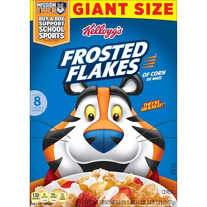 Kellogg's Frosted Flakes Breakfast Cereal, Fat Free, Giant Size, 28.5 oz