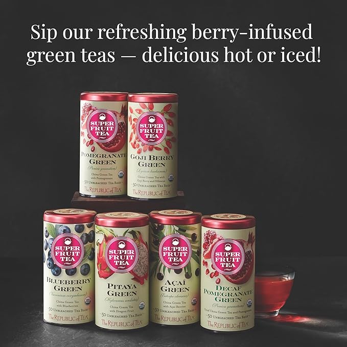 The Republic of Tea, Pomegranate Green Tea Decaf, 50 Count