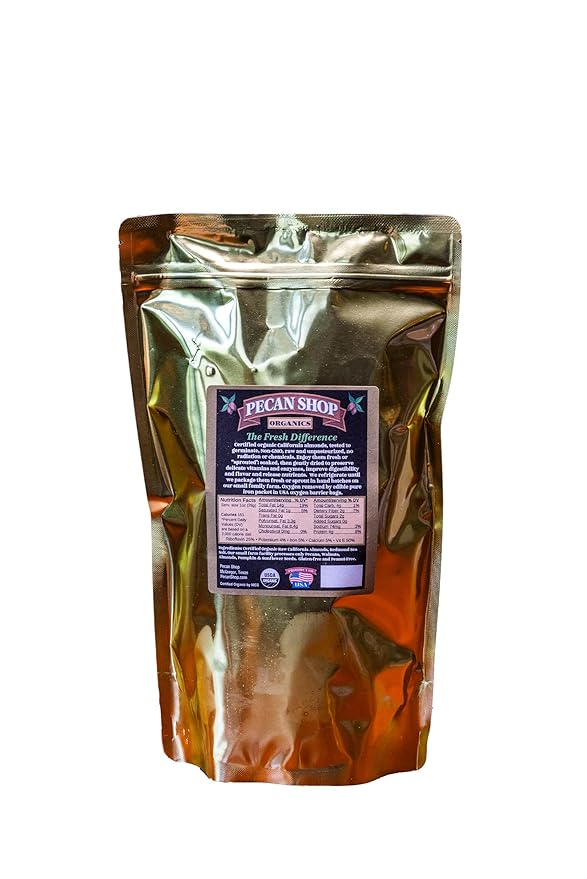 Pecan Shop Sprouted Raw Organic California Almonds 12 oz - Light Sea Salt Family Recipe Crispy