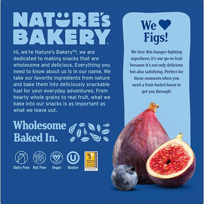 Nature?™s Bakery Whole Wheat Fig Bars, Blueberry, Real Fruit, Vegan, Non-GMO, Snack bar, 6 Count (Pack of 6)