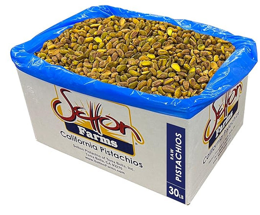 Pistachios Shelled Natural Raw, 30 Lbs. Bulk Case, Kosher (Also perfect for making Dubai Chocolate)