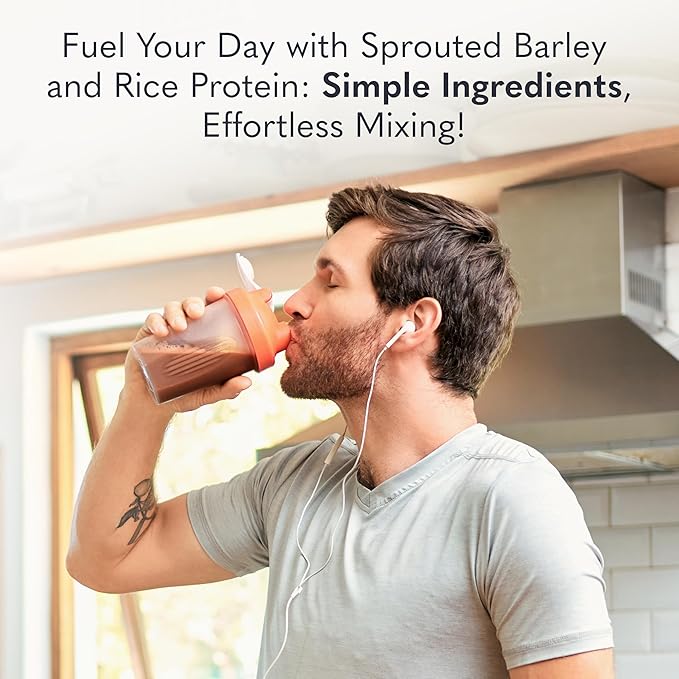 Garden of Life Plant-Based Sprouted Barley Protein, Chocolate with 21g Protein, 0g Sugar & Clean Ingredients, Upcycled Barley, Probiotics, Non-GMO, use in Shakes, Smoothies & Baking, 20 Servings