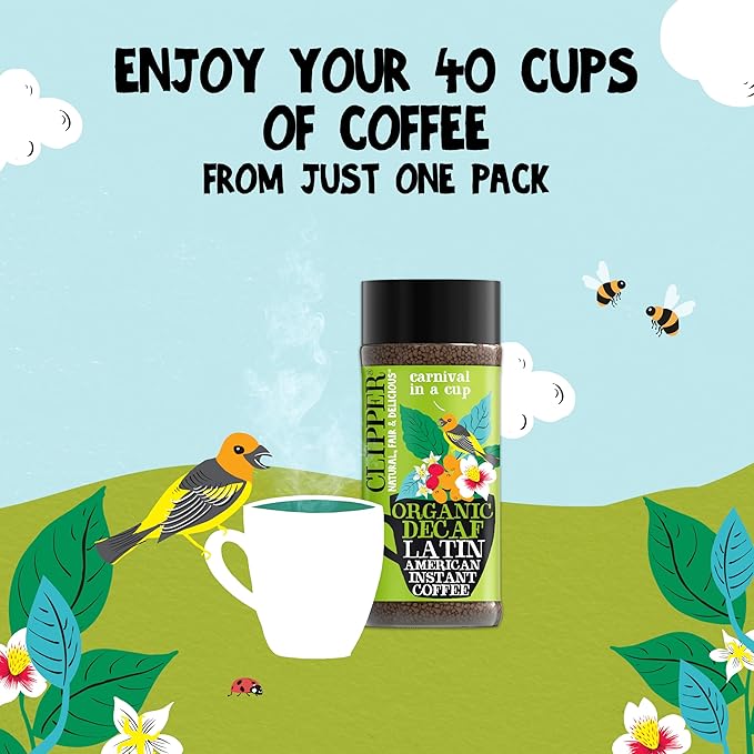 Clipper Coffee: Latin American Decaf Instant Coffee – Medium Roast Coffee, Freeze Dried & Ethically Sourced – 100g (3.53oz)