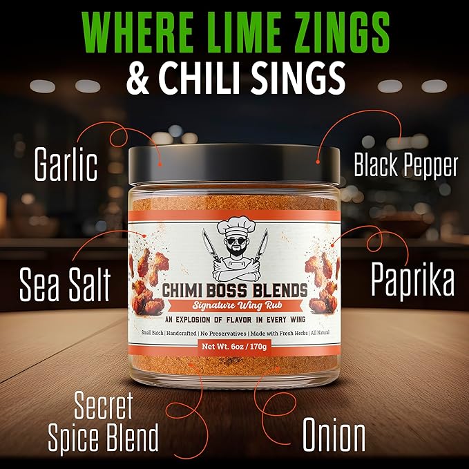 Chimi Boss Wing Rub Seasoning, 6oz ??Bold & Savory Dry Rub for Chicken Wings, Thighs, Drumsticks, Grill, Air Fryer and Smoker ??All Natural Flavorful Spice Blend