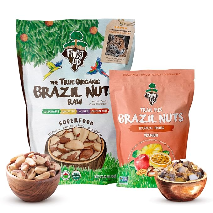 Kit of Snacks The True Organic Brazil Raw & Unsalted Nuts 15 oz + Tropical Mix 7 oz – – Nutrient-Rich and Practical Combo – Fresh, Vegan and Gluten Free – Forest Up