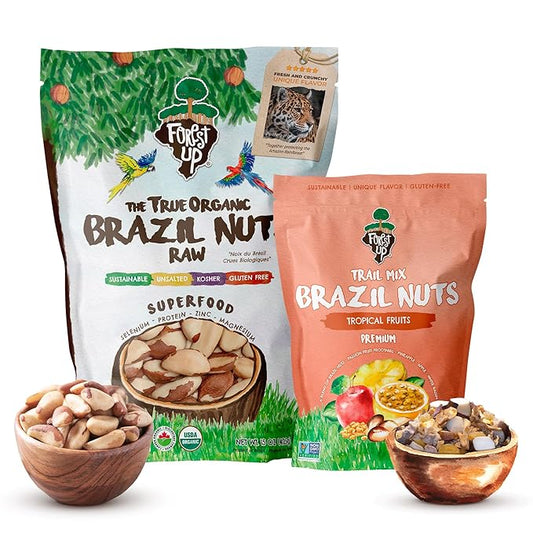 Kit of Snacks The True Organic Brazil Raw & Unsalted Nuts 15 oz + Tropical Mix 7 oz – – Nutrient-Rich and Practical Combo – Fresh, Vegan and Gluten Free – Forest Up