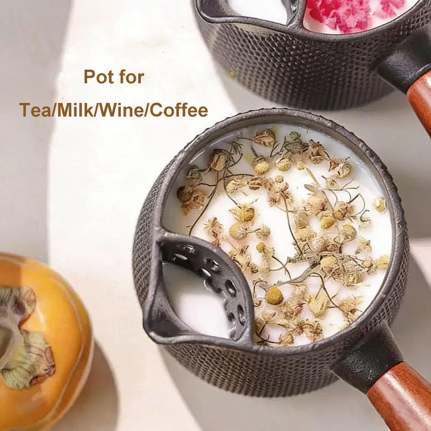 Beminh Cast Iron Teapot Stovetop-Tea Pourer Milk Pot Milk Steamer 20 oz-Loose Leaf Tetsubin with