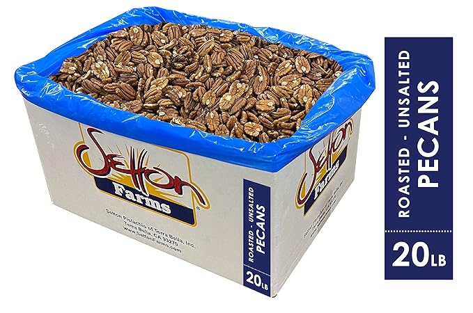 Pecans Roasted Unsalted, 20 Lbs. Bulk Case, Kosher