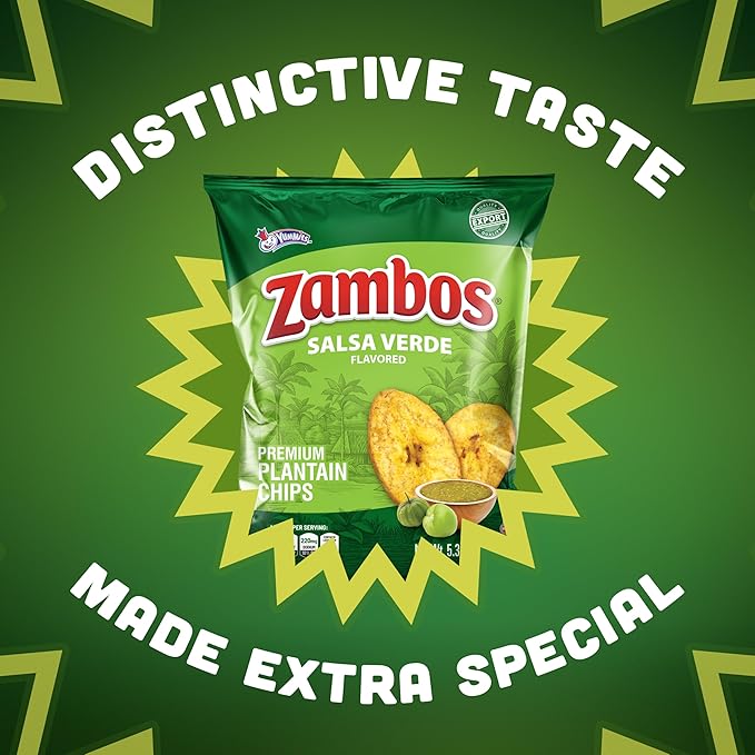 Zambos Plantain Chips Salsa Verde (Pack of 12)