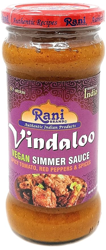 Rani Vindaloo Curry Vegan Simmer Sauce (Spicy Tomato, Red Peppers & Spices) 14oz (400g) Glass Jar, Pack of 5 +1 FREE ~ Easy to Use | Vegan | No Colors | NON-GMO | Gluten Free | Indian Origin