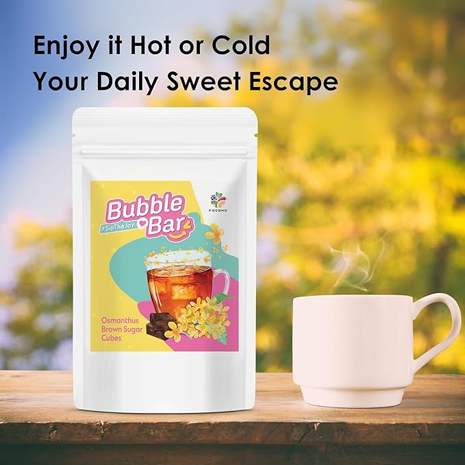 FOODHO Bubble Bar Osmanthus Brown Sugar Cubes ??Floral & Caramelized Sweetness, Muscovado Sugar, for Tea & Desserts, Enjoy Warm or Iced, Naturally Nourishing, No Preservatives