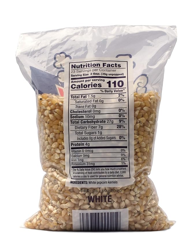 Snappy White Popcorn Kernels for Popping with Popcorn Machine, Air Popper or Stove Top, 2lb Bags, 4 Pack
