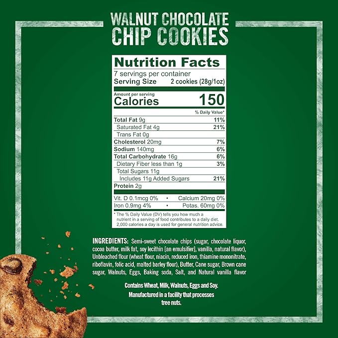 Tate's Bake Shop Walnut Chocolate Chip Cookies, 4 - 7 oz Bags