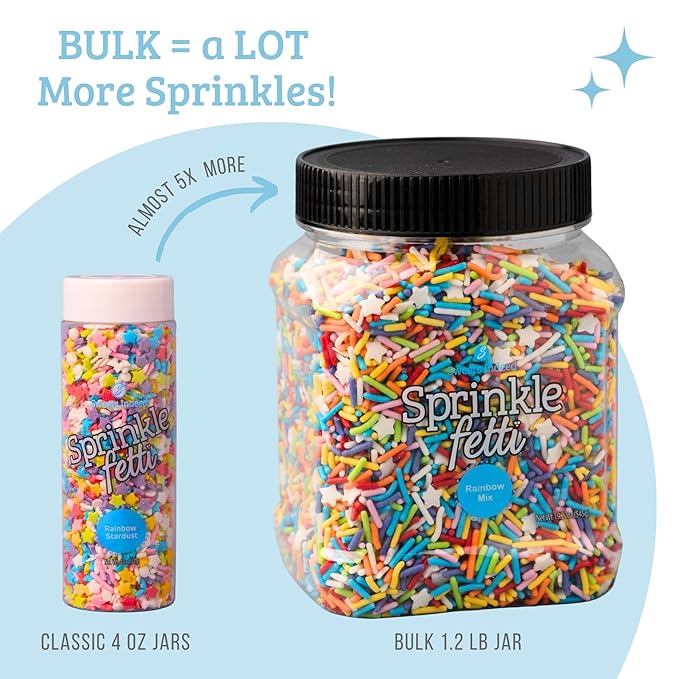 Sweets Indeed, Bulk Sprinkles, 1.3 pounds, Sprinkle Mix, Perfect for Cake Decorations, Baking Ice Cream Cookies Cupcake Topper (Rainbow)
