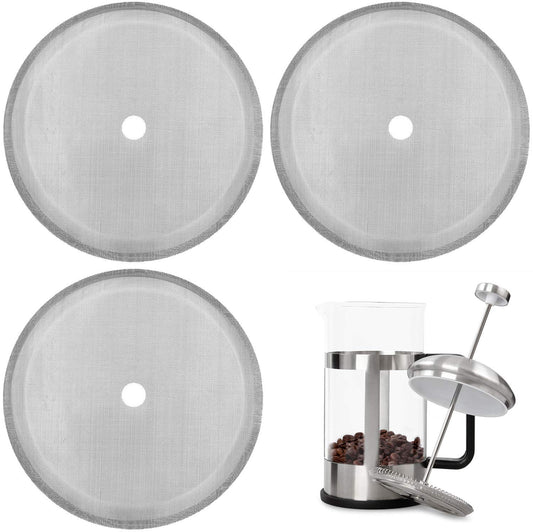 Boao 3 Packs French Press Replacement Cafetiere Filter Mesh Screen Coffee French Press Filters, 4