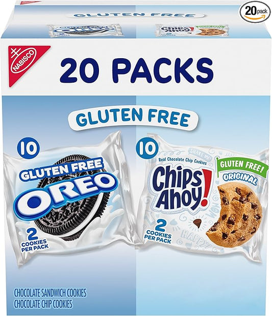 OREO Chocolate Sandwich Cookies & CHIPS AHOY! Chocolate Chip Cookies Gluten Free Cookies Variety Pack, 20 Snack Packs