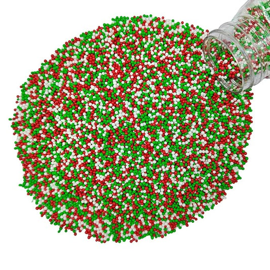 Homankit Christmas Sprinkles for Cake Decorating Red Green and White Nonpareils Sprinkles Edible Cookie Decorations Mini Pearls for Decorating Cake, Baking, Cupcake Toppers, Ice Cream, Donuts 3.88 Ounce