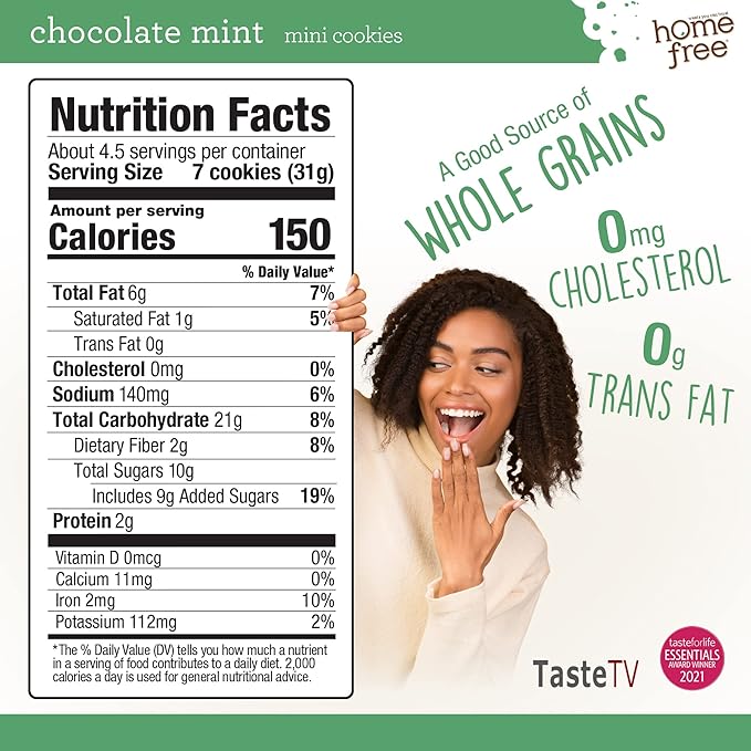 Homefree Chocolate Mint Mini Cookies, Gluten Free, Nut Free, Vegan, School Safe and Allergy Friendly Snack, 5 oz. Box (Pack of 6)