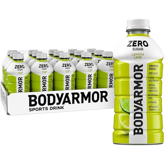BODYARMOR ZERO Sugar Lemon Lime, Sugar Free Sports Drink - Low-Calorie Hydration - Natural Flavors with Potassium Packed Electrolytes, Antioxidants, and B-vitamins, 28 fl oz (Pack of 15)