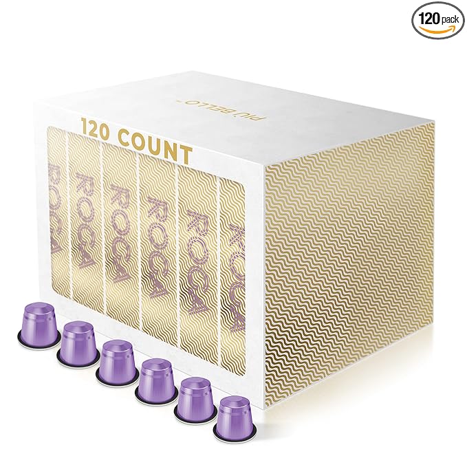 Piu Bello Coffee Pods - Nespresso Machine (Original) Compatible Capsules Pack - Rich & Balanced Taste - Strong Italian Espresso Flavored - Kosher Certified (120 Count Single Flavor) (Roga)