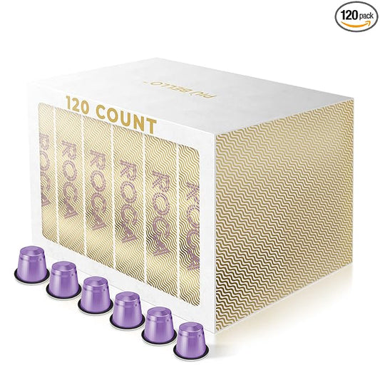 Piu Bello Coffee Pods - Nespresso Machine (Original) Compatible Capsules Pack - Rich & Balanced Taste - Strong Italian Espresso Flavored - Kosher Certified (120 Count Single Flavor) (Roga)