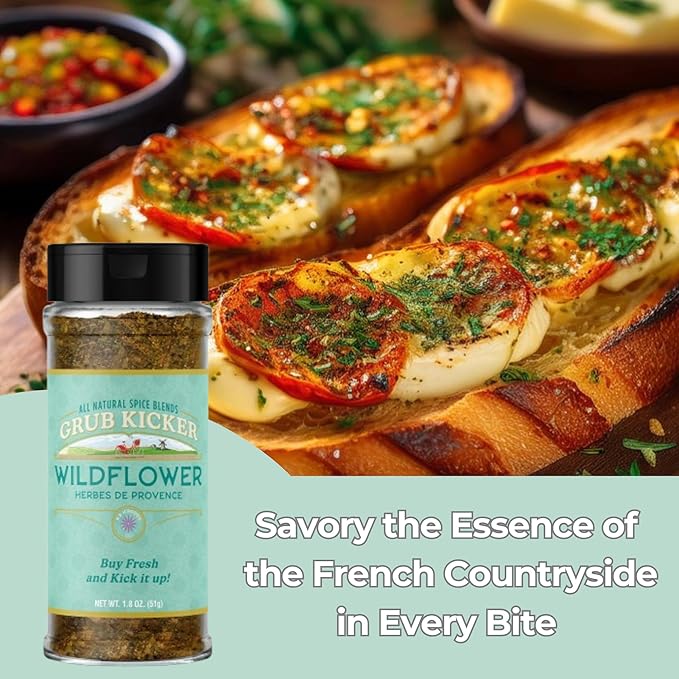 Grub Kicker Herbs de Provence Seasoning Blend - 1.8 oz. - Premium French Herb Mix with Oregano, Sumac, Garlic, Rosemary & Specialty Spices - Unique Premium Blend of Provincial Herbes & Spices