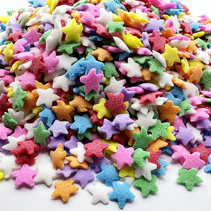 SE Si&Moos Rainbow Star Sprinkles for Cake Decorating Edible Confetti Sprinkles Rainbow Sprinkles Edible Star Cake Decorations , Cupcake, Ice Cream, Dessert Toppings Party Baby Shower Holiday Supplies 3 OZ