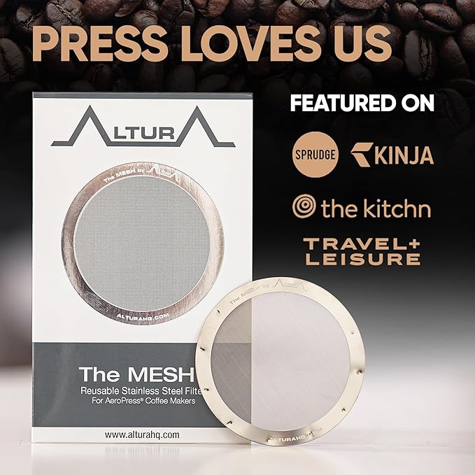 ALTURA The MESH Stainless Steel Filter for AeroPress Coffee Makers ??Reusable Metal Filter Replacement for Rich Flavor, Travel, and Eco-Friendly Brewing