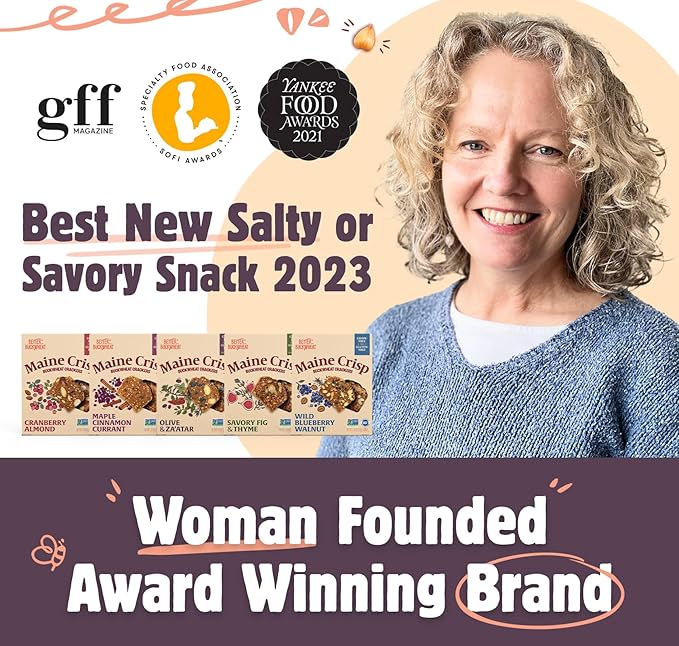 Maine Crisp Olive & Za'atar Crisps, 4 Pack, Gluten Free Crackers - Snack Crackers, Grain Free, Non-GMO - Sweet & Savory Flavor, For Cheese Boards, Salad Toppings & Jams