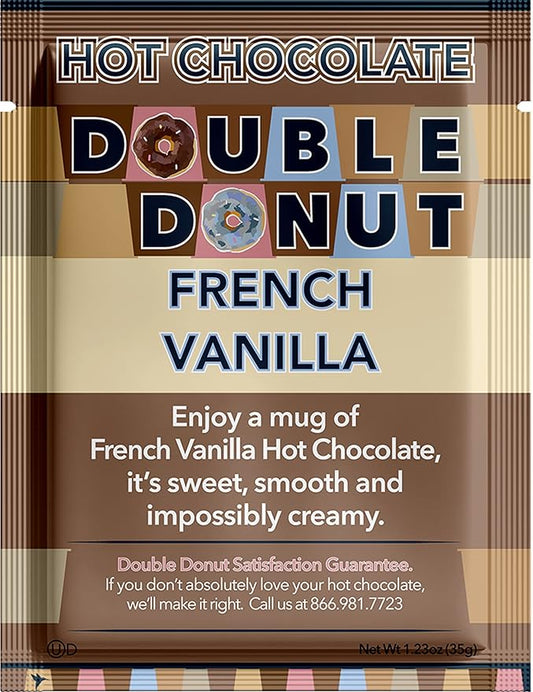 Double Donut French Vanilla Hot Chocolate Mix Packets, Flavored French Vanilla Hot Cocoa Mix, 128 Count