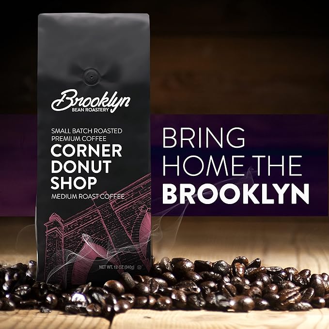 Brooklyn Beans Bagged Ground Coffee Variety Pack - Light, Medium, Dark Roast and Flavored (12 Ounce Bag, Pack of 6)