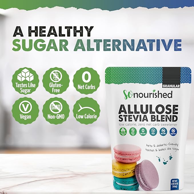 So Nourished Stevia with Allulose Sweetener Granular - 1:1 Sugar Substitute, Keto - 0 Calorie, 0 Net Carb, Non-GMO (1 lb / 16 oz)