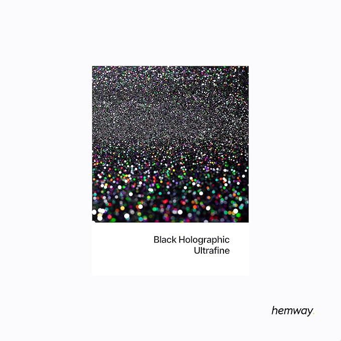Hemway Premium Glitter Shaker - Black Holographic | Ultrafine Metallic Flake Sequins for Resin & Epoxy Crafts | Craft Supplies for Tumblers, Festival, Face, Body, Eye & Nail Art Decoration | 115 g