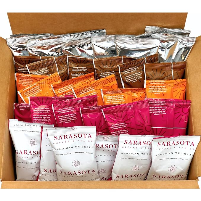 Ground Coffee | Gift Set Sampler Pack Variety Flavored Medium Roast Low Acid Mold Free Pouches | Gourmet Bulk Packets | Highest Rated Individual Premeasured Powder Bags for 12 Cup Drip Maker