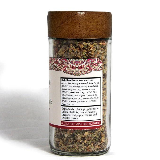 The Grindstone, Austin Steak Rub, Salt-Free dry rub for steaks, tacos, burgers, veggie burgers, stuffing, glass Jar with sifter, 2.8 oz, Pack of 2
