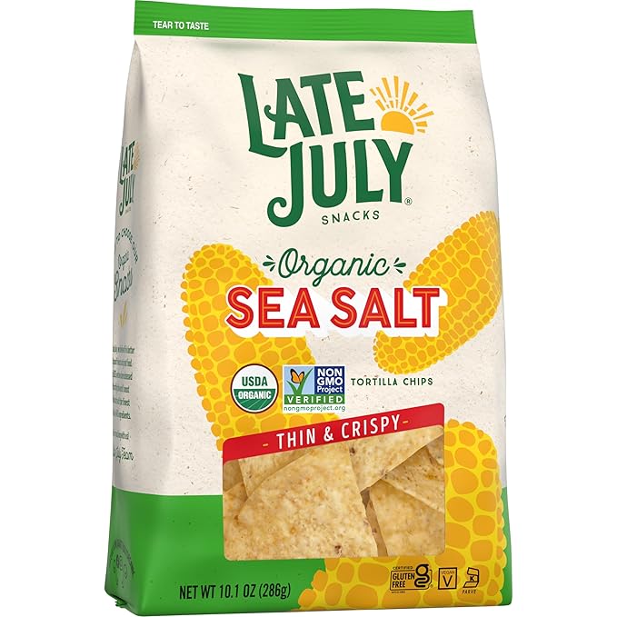 Late July Sea Salt Organic Tortilla Chips, 10.1 Oz Bag (Pack of 2)