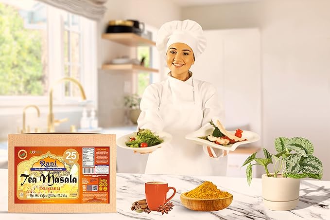 Rani Tea (Chai) Masala Indian Spice Blend 400oz (25lbs) 11.36kg Bulk Box ~ All Natural | Vegan | Gluten Friendly | Salt & Sugar Free | NON-GMO | No Colors | Kosher | Indian Origin