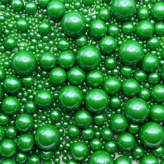 Christmas Green Pearl Sprinkles for Cake Decorating 5.1 OZ Green Edible Pearls Edible Cupcake Decorations Halloween Christmas Cookie Decorations Edible Sugar Pearls for Cakes,Cupcakes Toppers Baby Shower Wedding Supplies