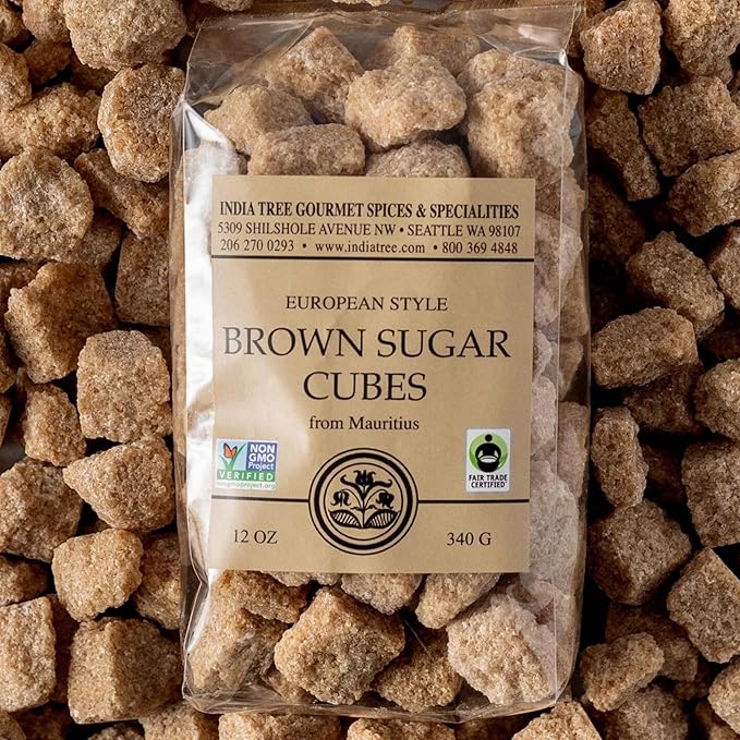 Pure Brown Sugar Cubes , All-Natural Gourmet Sweetener for Coffee, Tea, and Baking , 12 Oz Bag