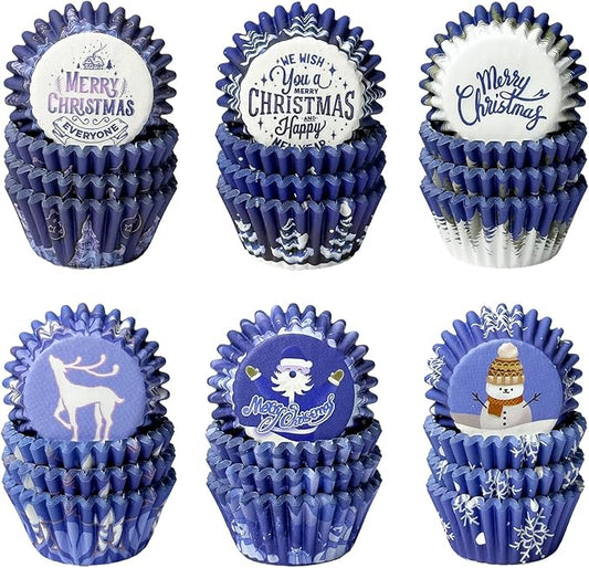 QiQee Christmas Mini 300PCS Gradient Cupcake Liners - 6 Designs, Small Size