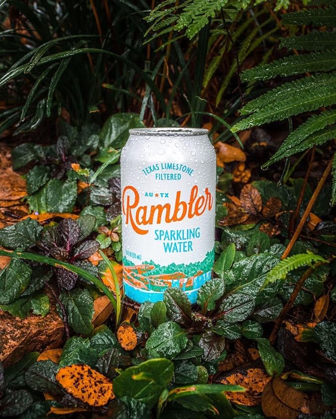 AUTX RAMBLER Sparkling Water, Texas Limestone Mineral Blend, Original Natural Flavor, 12-Ounce Cans, Three 8-Packs (24 Cans)