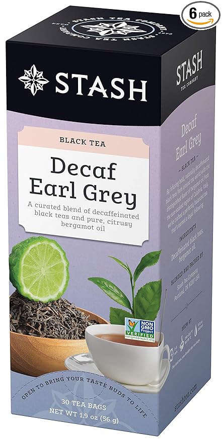 Stash Tea Decaf Earl Grey Black Tea, 6 Boxes of 30 Tea Bags Each (180 Tea Bags Total)