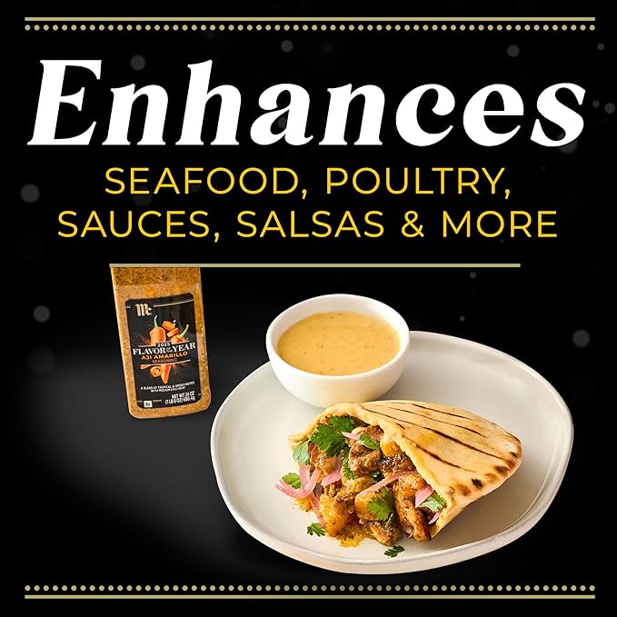 McCormick Seasoning, Aji Amarillo, 2025 Flavor of the Year, Made for Chefs, Blend of Tropical & Smoky Notes with Medium Chile Heat, For Seafood, Fish, Veggies, Poultry, Sauces, Salsa, and More, 24 oz