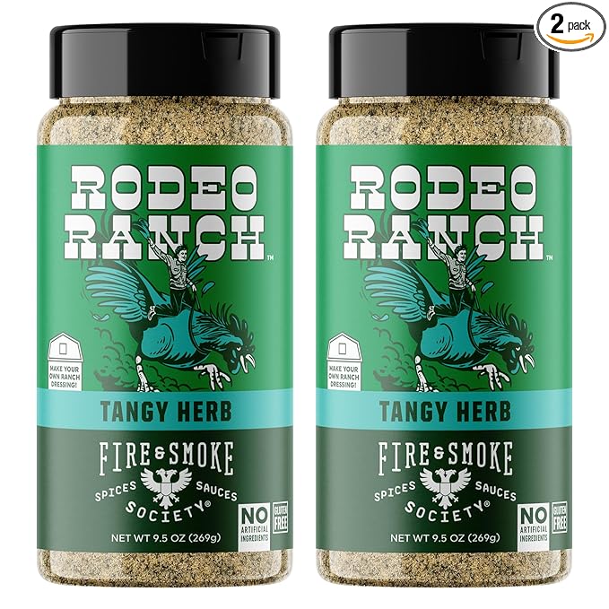 Fire & Smoke Society Rodeo Ranch Chicken Seasoning | BBQ Seasonings and Rubs for Smoking | Chicken, Pork, Fish, Vegetables | Buttermilk, Dill, Parsley, Chives | Large (2-Pack)