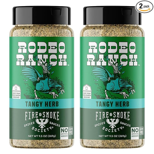 Fire & Smoke Society Rodeo Ranch Chicken Seasoning | BBQ Seasonings and Rubs for Smoking | Chicken, Pork, Fish, Vegetables | Buttermilk, Dill, Parsley, Chives | Large (2-Pack)