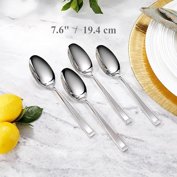 KEAWELL Premium Imperial 4-Piece 7.6 inch Spoon Set ??Heavy Duty 18/10 Stainless Steel Flatware with Smooth Rounded Edges, Dishwasher Safe for Sophisticated Dining (4, Dinner Spoons)