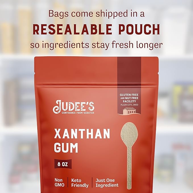Judee's Gluten Free Xanthan Gum - 8 oz - Baking Supplies - Delicious and 100% Gluten-Free - Great for Keto Syrups, Soups, and Sauces - Enhances Texture and Thickens Dough and Baked Goods