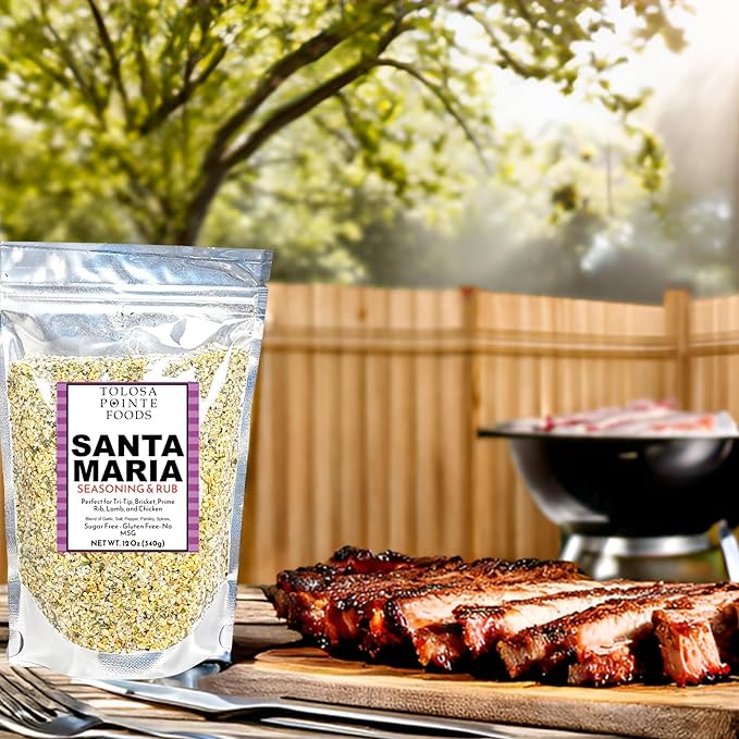Tolosa Pointe Santa Maria Seasoning & BBQ Rub, 12 Oz, Sugar Free, Gluten Free, for Tri Tip, Pork, Steak, Chicken, Prime Rib Roast, & Grill, Traditional Style (Pack of 1)