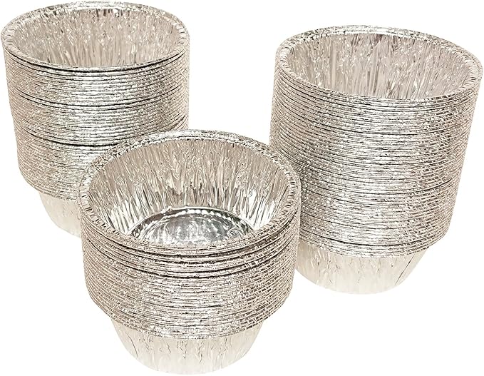 200Pcs 4 Oz Aluminum Foil Baking Cups Disposable Cupcake Liners for Baking, Roasting, Cupcake, Egg Tart, Pudding, Creme Brulee, Cakes, Sauces, Condiments, 120 mL